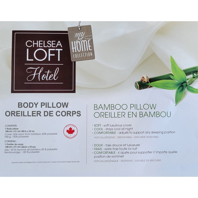 Cotton House - Oreiller en Bambou, Hypoallergénique, Grandeur Oreiller de Corp, Fabriqué au Canada - Simple Boutique
