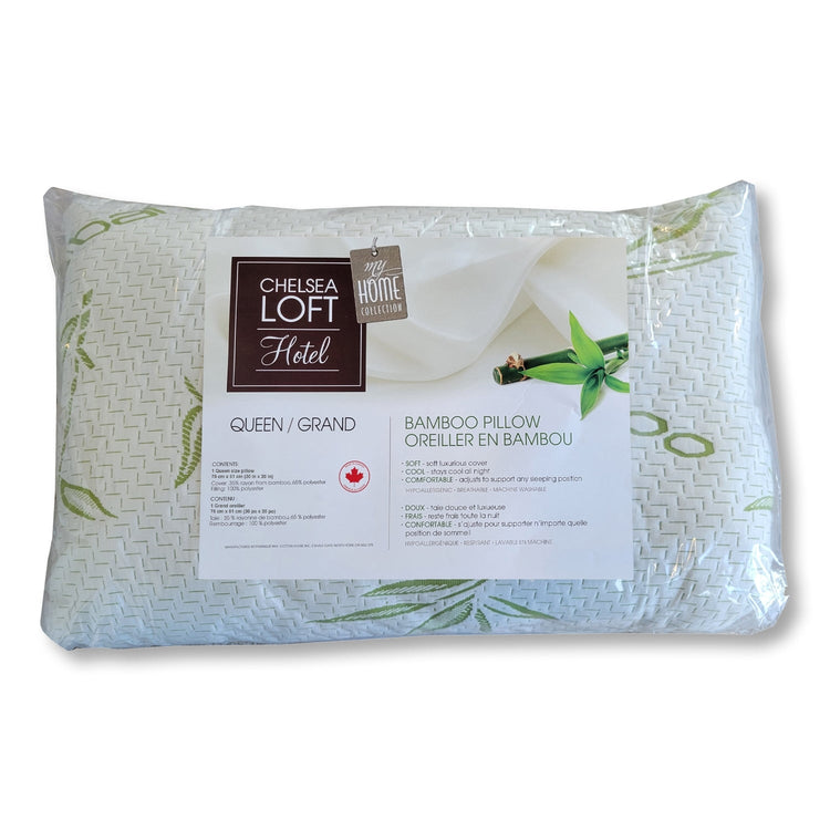 Cotton House - Oreiller en Bambou, Hypoallergénique, Grandeur Queen, Fabriqué au Canada - Simple Boutique