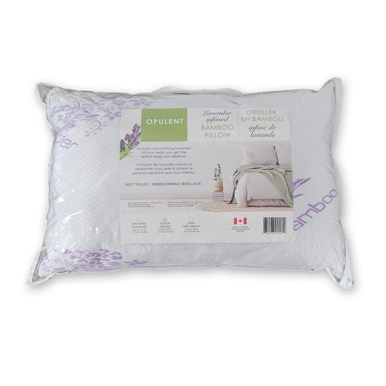 Cotton House - Oreiller en Bambou Infusé de Lavande, Grandeur Standard, Fabriqué au Canada - Simple Boutique