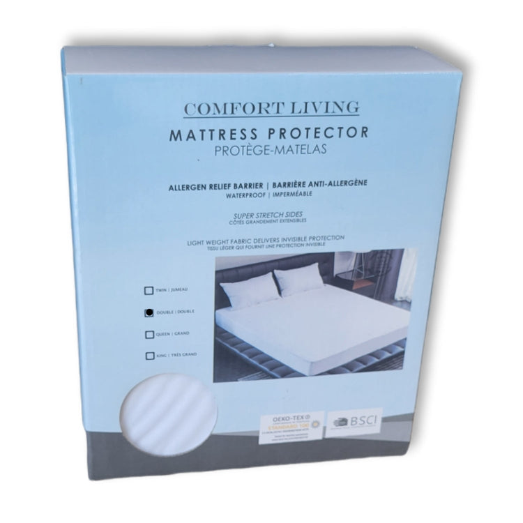 Cotton House - Protège-Matelas Imperméable, Barrière Anti-Allergène, Grandeur Double, Blanc - Simple Boutique