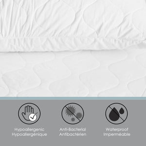 Cotton House - Protège Matelas Matelassé 100% Cotton, Imperméable et Hypoallergénique, Grandeur Double, Blanc - Simple Boutique