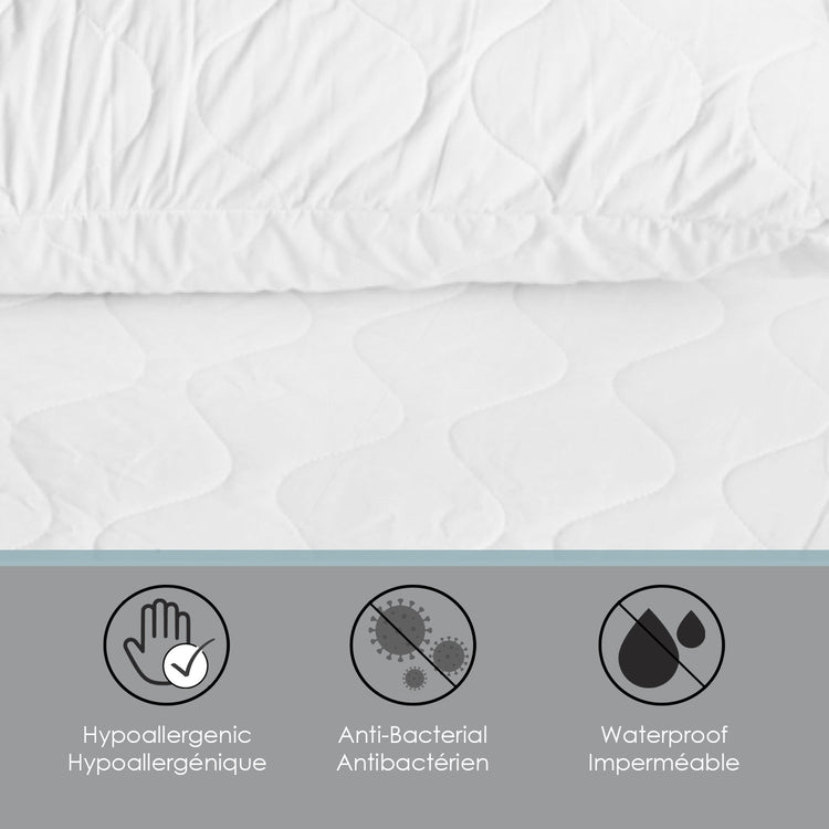 Cotton House - Protège Matelas Matelassé 100% Cotton, Imperméable et Hypoallergénique, Grandeur Double, Blanc - Simple Boutique