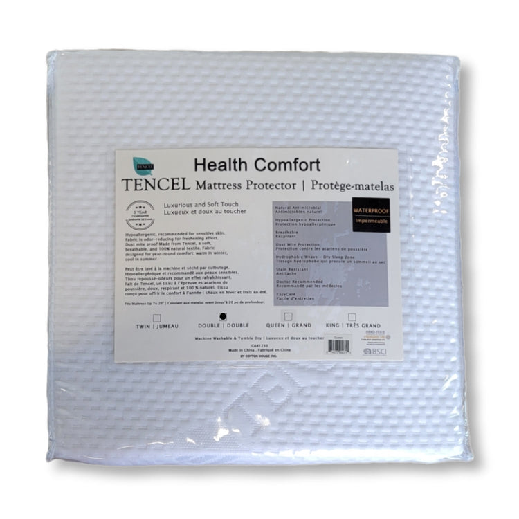 Cotton House - Protège-Matelas Tencel, Résistant aux Taches et Imperméable, Grandeur Double, Blanc - Simple Boutique