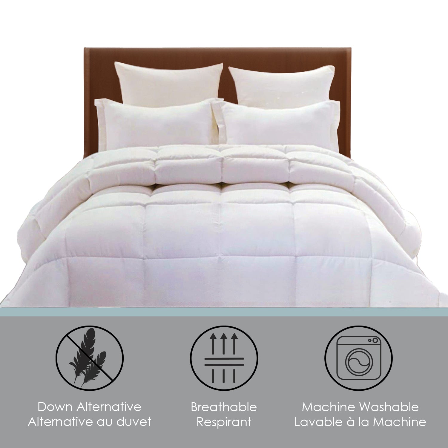 Couette Synthétique, Remplissage 3D 100% Gel Microfibre (Alternative au Duvet), Grandeur Queen, Blanc - Simple Boutique