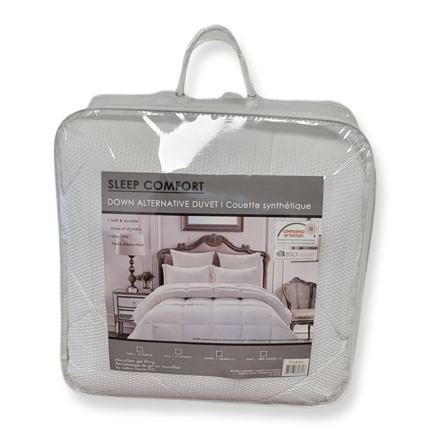 Couette Synthétique, Remplissage 3D 100% Gel Microfibre (Alternative au Duvet), Grandeur Queen, Blanc - Simple Boutique