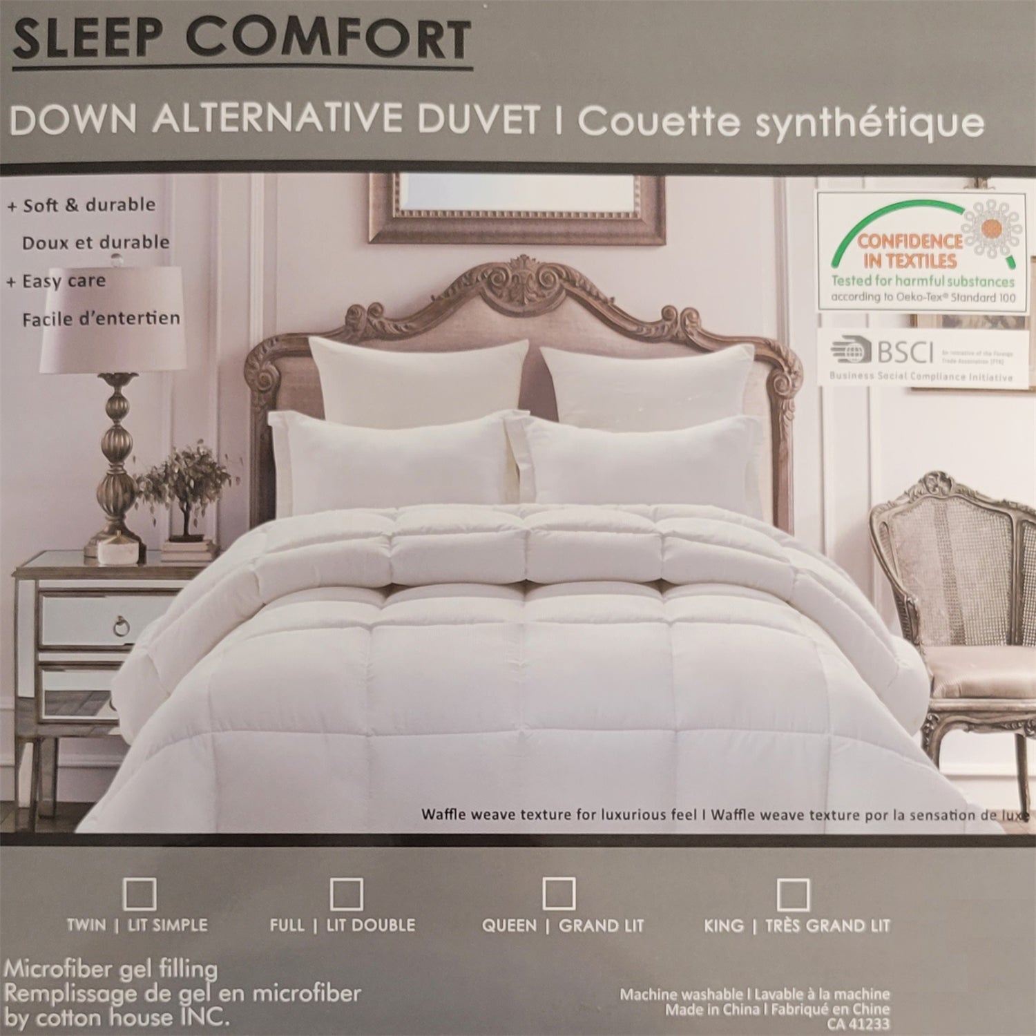 Couette Synthétique, Remplissage 3D 100% Gel Microfibre (Alternative au Duvet), Grandeur Queen, Blanc - Simple Boutique