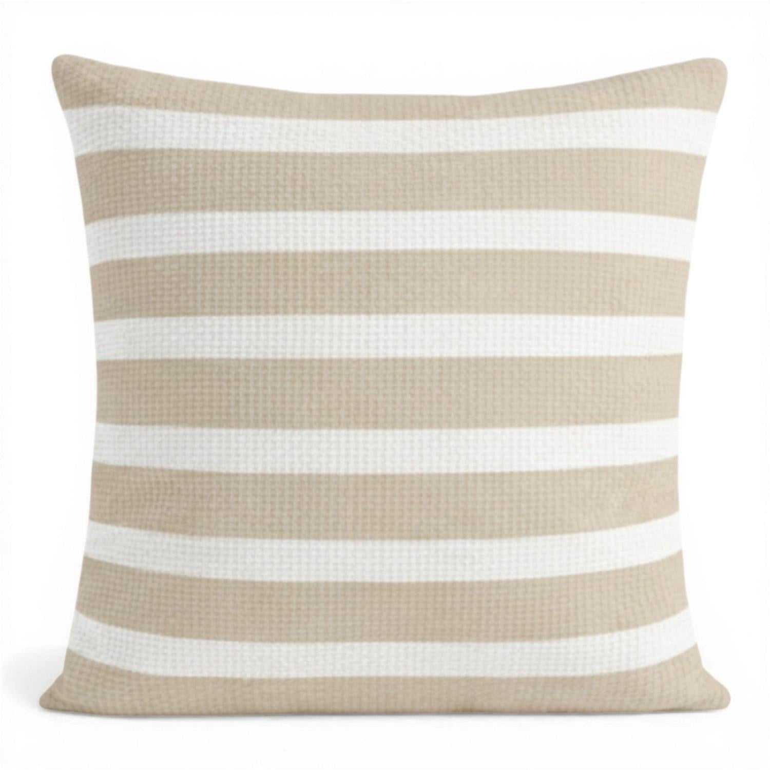Coussin Décoratif extérieur Sunset 18" x 18" beige rayé - Simple Boutique