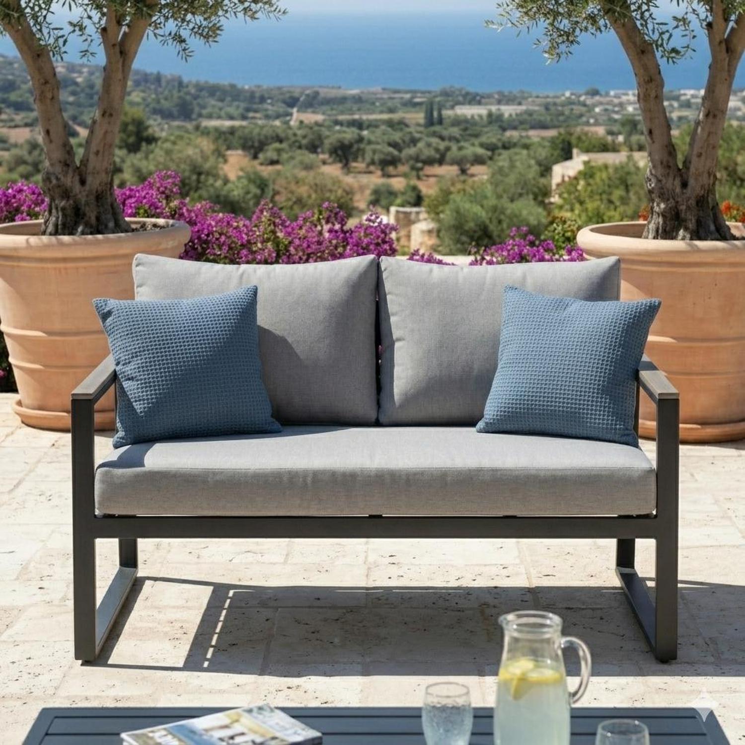Coussin Décoratif extérieur Sunset 18" x 18" bleu azur - Simple Boutique