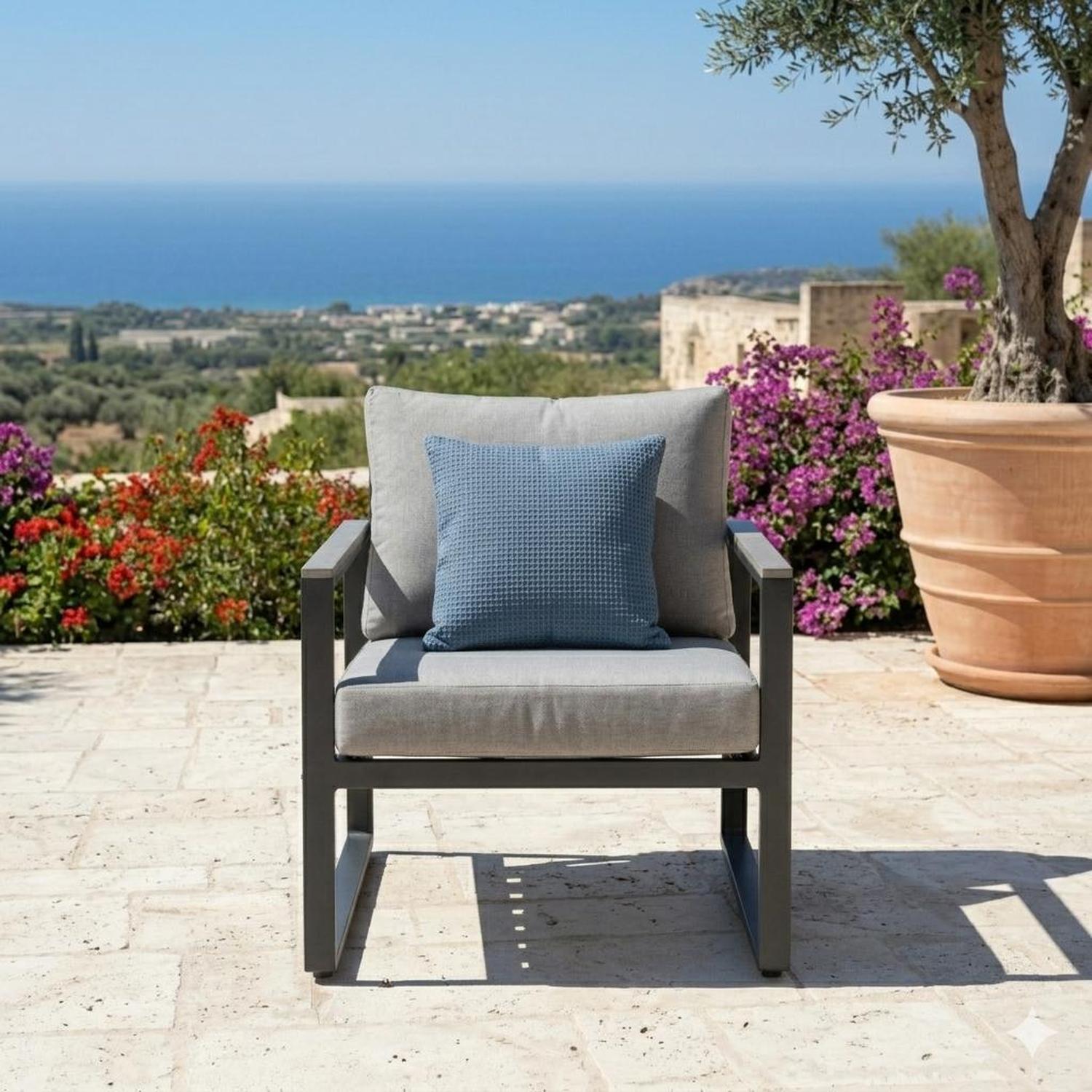 Coussin Décoratif extérieur Sunset 18" x 18" bleu azur - Simple Boutique