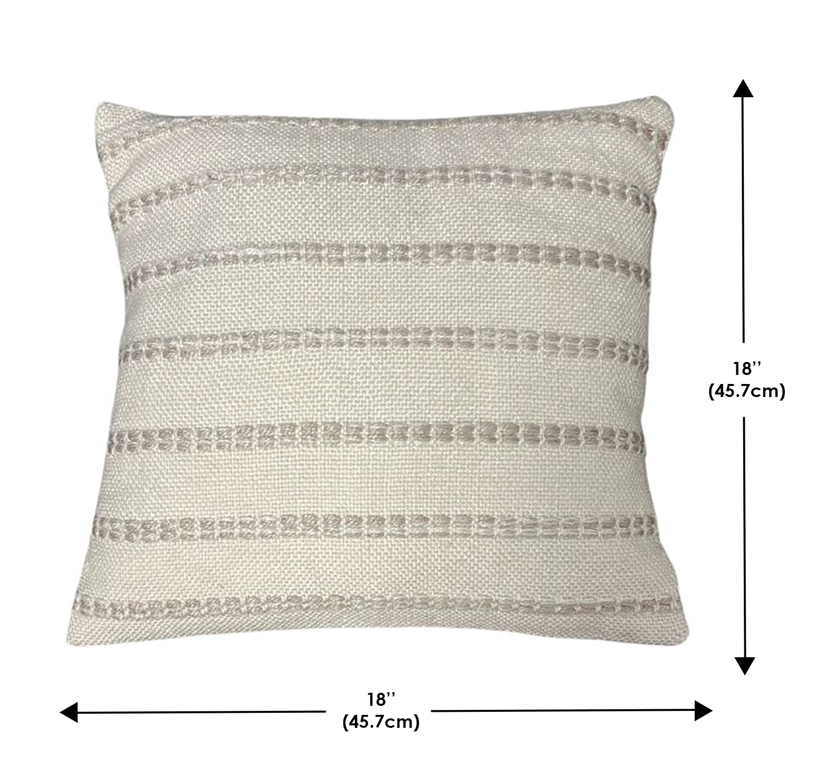 Coussin à Rayures Naturelles, Intérieur/Extérieur, 18" x 18" - Simple Boutique
