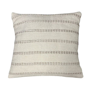 Coussin à Rayures Naturelles, Intérieur/Extérieur, 18" x 18" - Simple Boutique