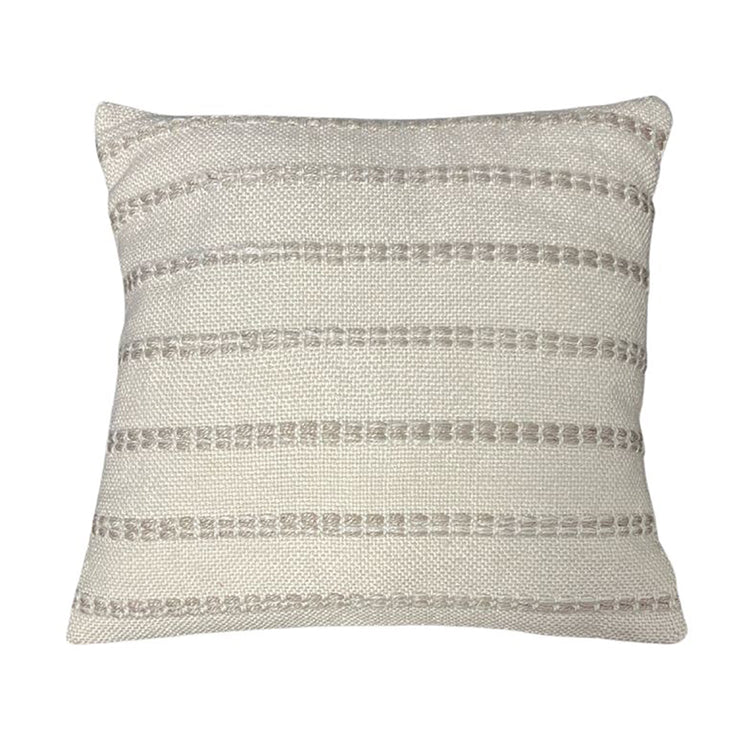 Coussin à Rayures Naturelles, Intérieur/Extérieur, 18" x 18" - Simple Boutique