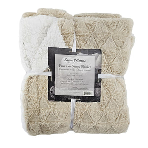 Couverture Sherpa en Fausse Fourrure Ultra-Douce, Grandeur Twin, Beige - Simple Boutique