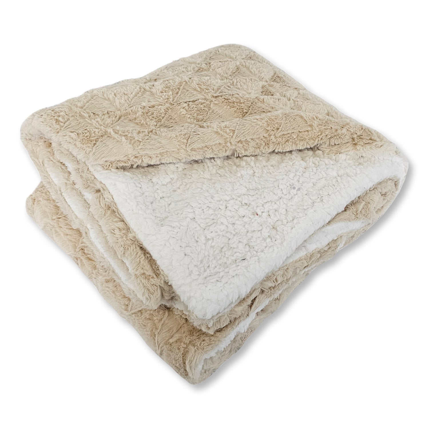 Couverture Sherpa en Fausse Fourrure Ultra-Douce, Grandeur Twin, Beige - Simple Boutique
