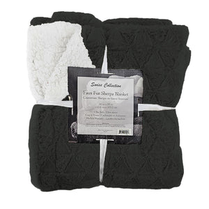 Couverture Sherpa en Fausse Fourrure Ultra-Douce, Grandeur Twin, Gris Foncé - Simple Boutique