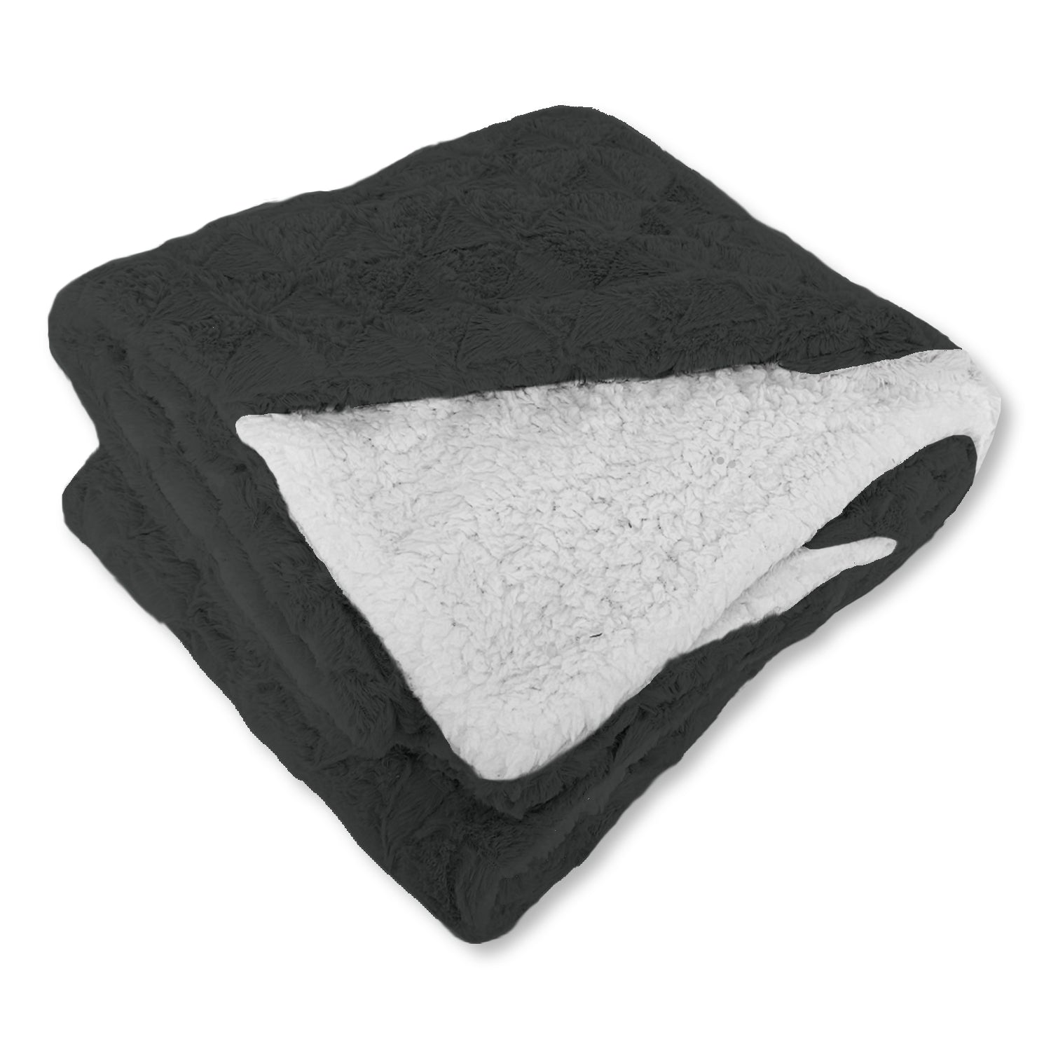 Couverture Sherpa en Fausse Fourrure Ultra-Douce, Grandeur Twin, Gris Foncé - Simple Boutique