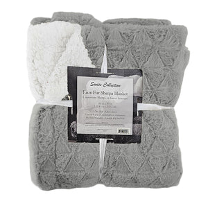 Couverture Sherpa en Fausse Fourrure Ultra-Douce, Grandeur Twin, Gris Pâle - Simple Boutique