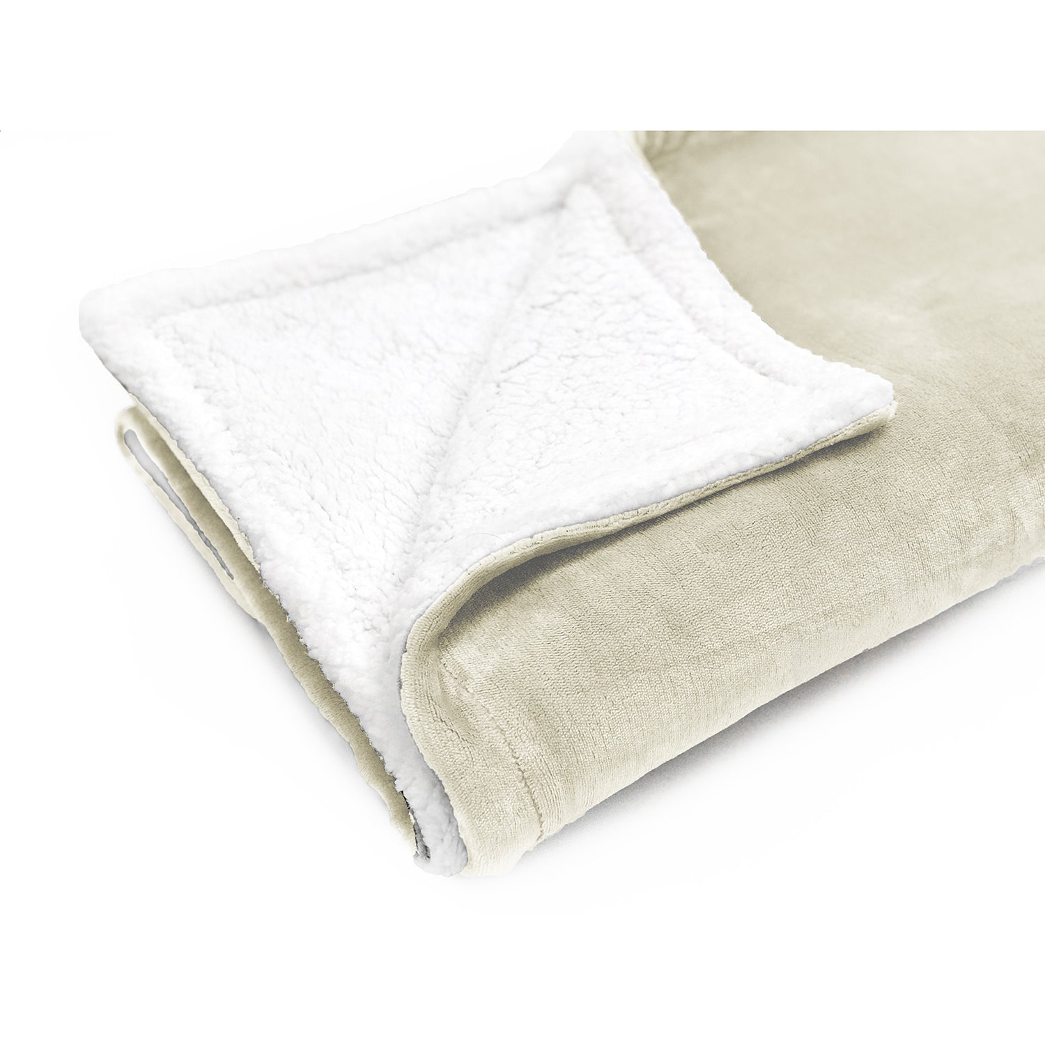 Couverture Sherpa en Flanelle, Douce et Luxueuse, Grandeur Queen/King, Beige - Simple Boutique