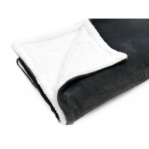 Couverture Sherpa en Flanelle, Douce et Luxueuse, Grandeur Queen/King, Gris Foncé - Simple Boutique