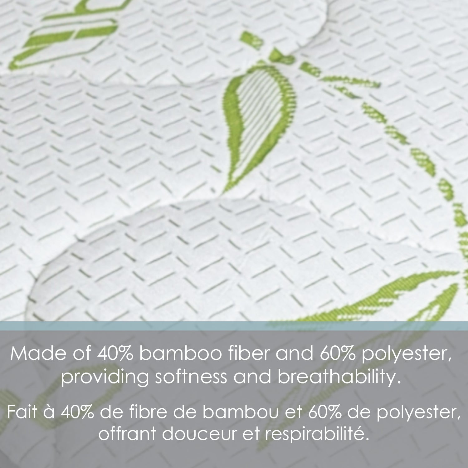 Couvre-Matelas en Bambou de Jacquard, Imperméable, Grandeur Double, Blanc - Simple Boutique