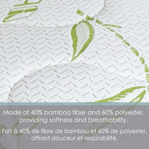 Couvre-Matelas en Bambou de Jacquard, Imperméable, Grandeur Double, Blanc - Simple Boutique