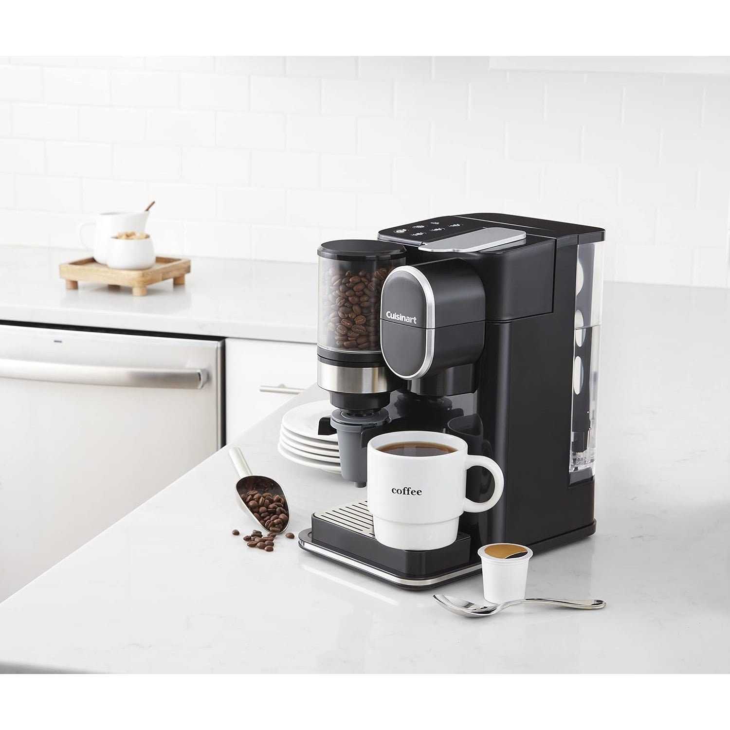 Cuisinart - Cafetière à Portion Individuel avec Moulin à Café Intégré, Compatible avec les Capsules, Noir - Simple Boutique