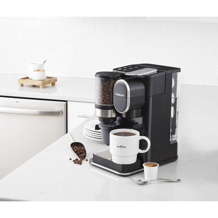 Cuisinart - Cafetière à Portion Individuel avec Moulin à Café Intégré, Compatible avec les Capsules, Noir - Simple Boutique