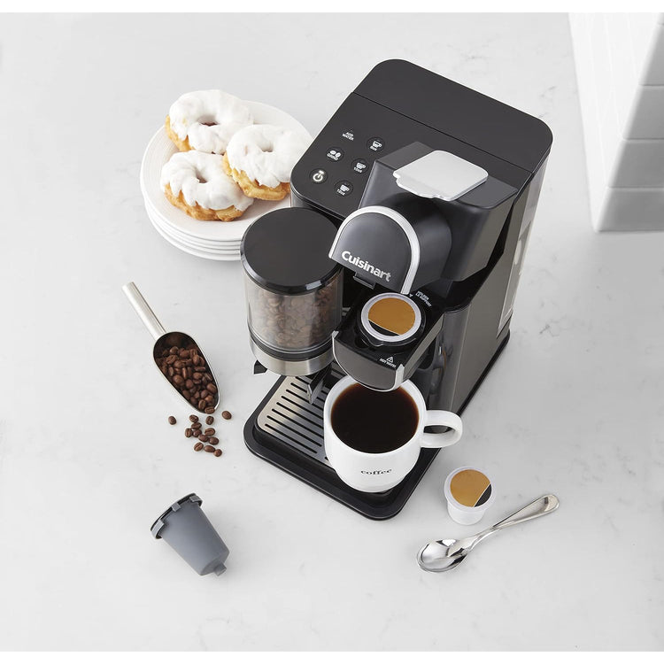 Cuisinart - Cafetière à Portion Individuel avec Moulin à Café Intégré, Compatible avec les Capsules, Noir - Simple Boutique
