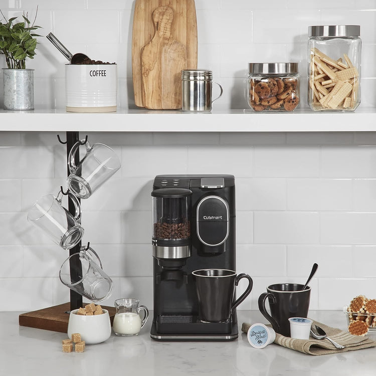 Cuisinart - Cafetière à Portion Individuel avec Moulin à Café Intégré, Compatible avec les Capsules, Noir - Simple Boutique