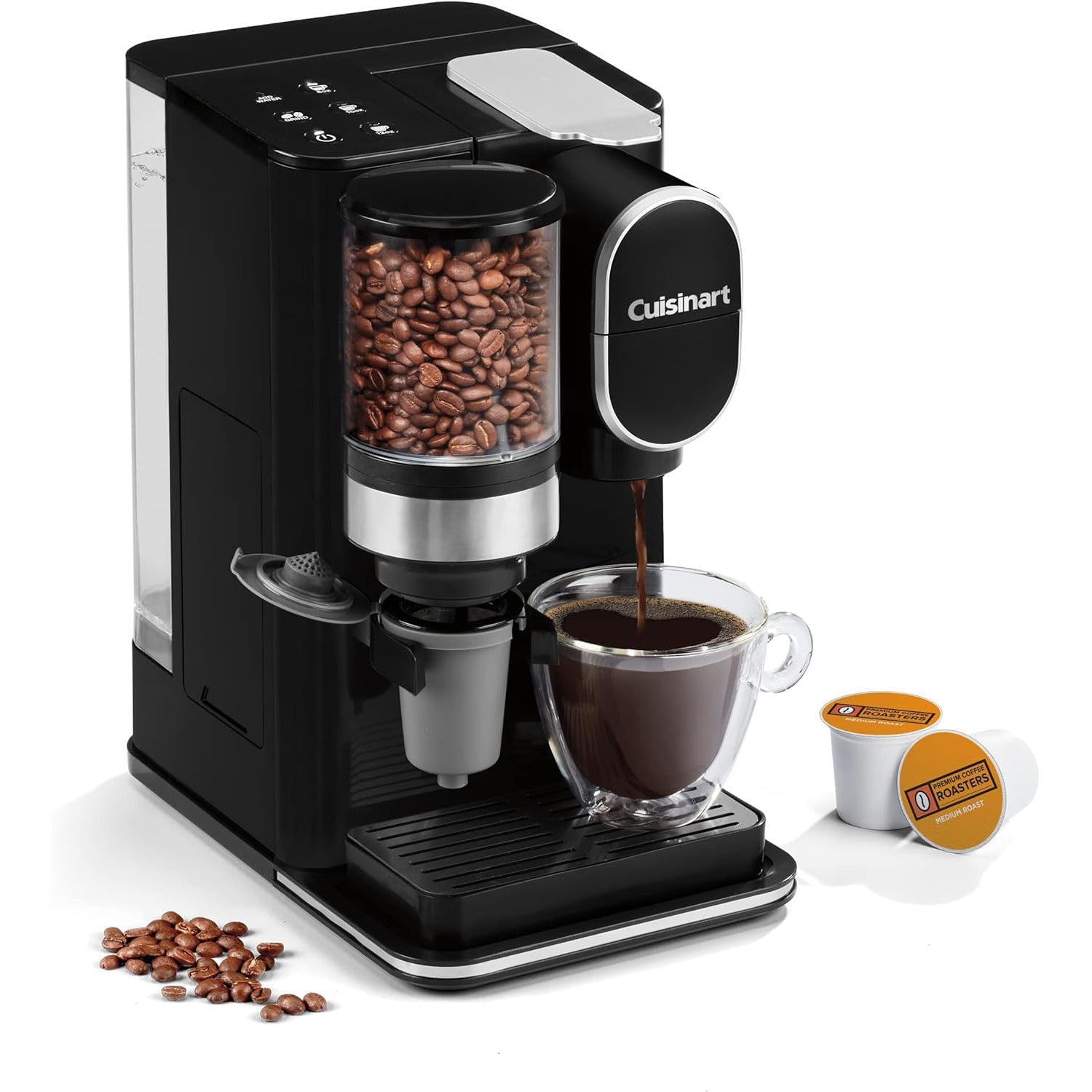 Cuisinart - Cafetière à Portion Individuel avec Moulin à Café Intégré, Compatible avec les Capsules, Noir - Simple Boutique