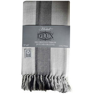 Dlux Jeté Décoratif en Coton à Larges Bandes Chevron 50" x 60", Gris - Simple Boutique