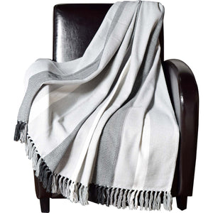 Dlux Jeté Décoratif en Coton à Larges Bandes Chevron 50" x 60", Gris - Simple Boutique