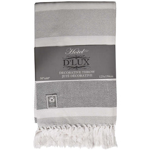 Dlux Jeté Décoratif en Coton à Rayures Chevron 50" x 60", Gris - Simple Boutique