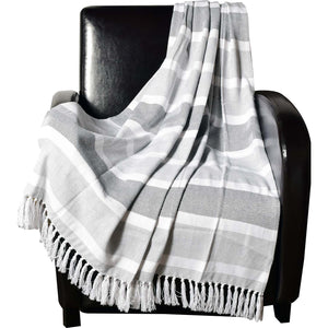 Dlux Jeté Décoratif en Coton à Rayures Chevron 50" x 60", Gris - Simple Boutique