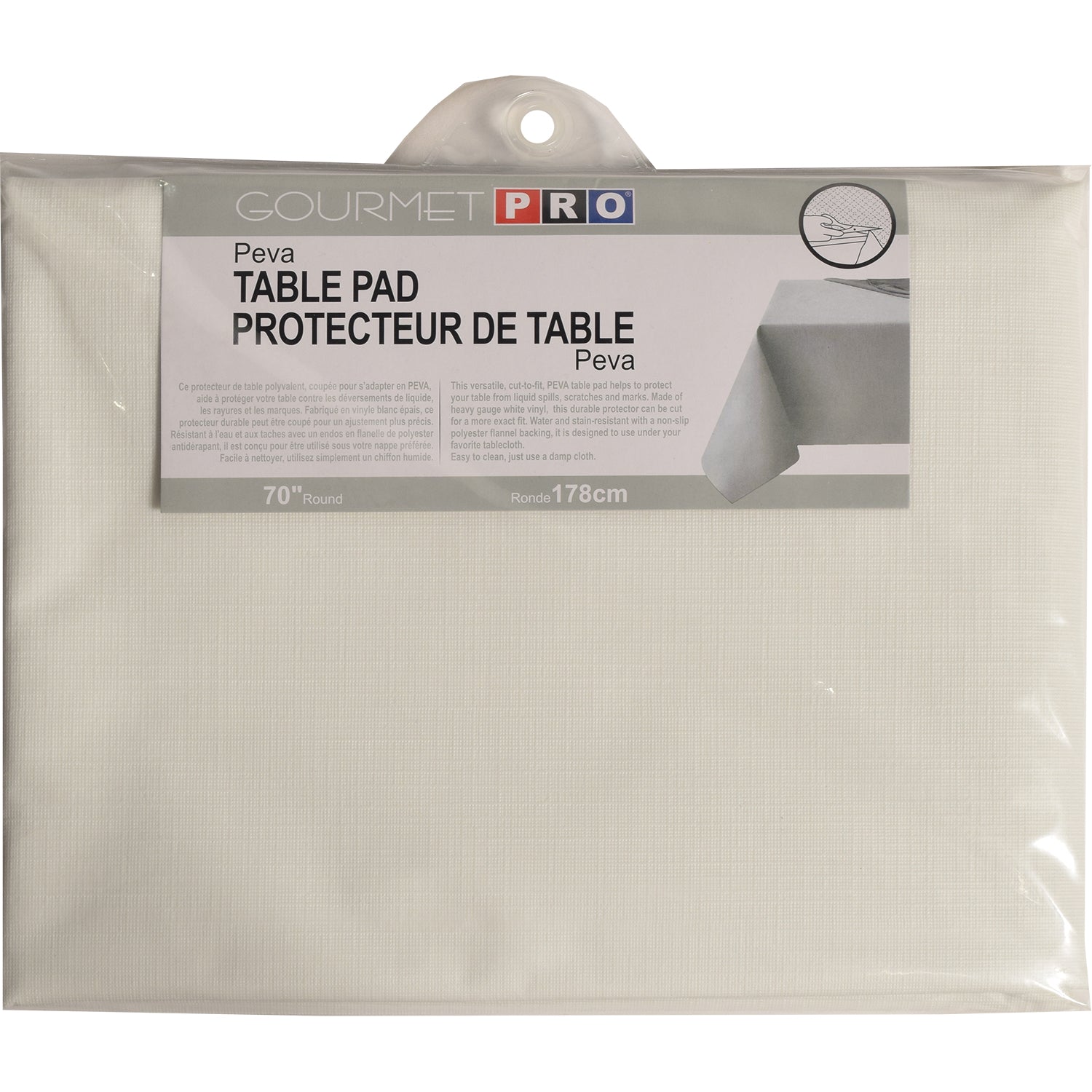 Domay Protecteur de Table Rond avec Endos en Flanelle 70", Blanc - Simple Boutique