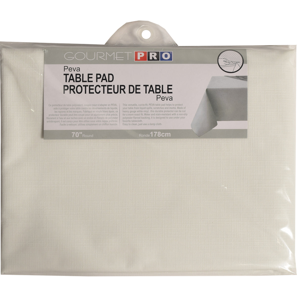 Domay Protecteur de Table Rond avec Endos en Flanelle 70", Blanc - Simple Boutique