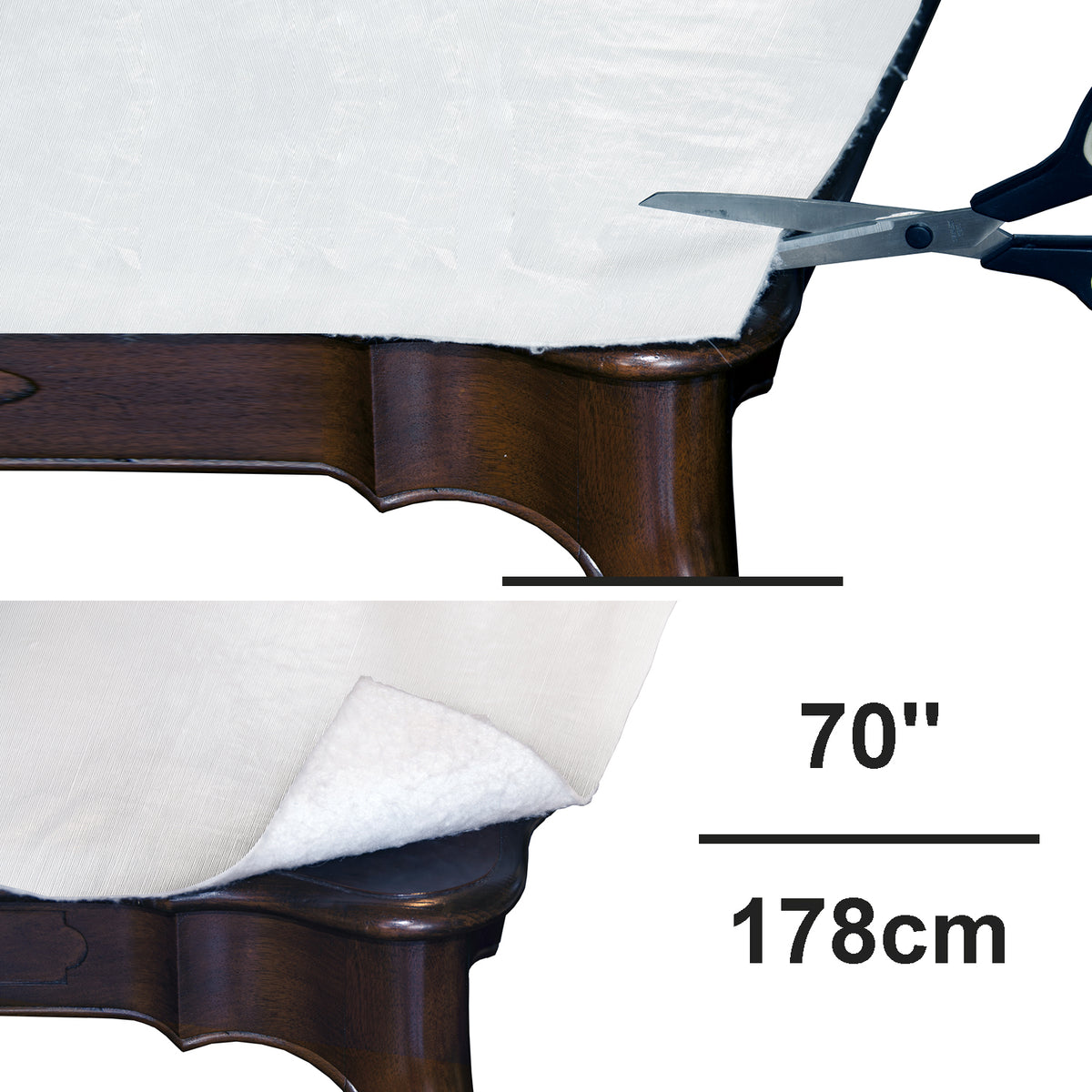Domay Protecteur de Table Rond avec Endos en Flanelle 70", Blanc - Simple Boutique