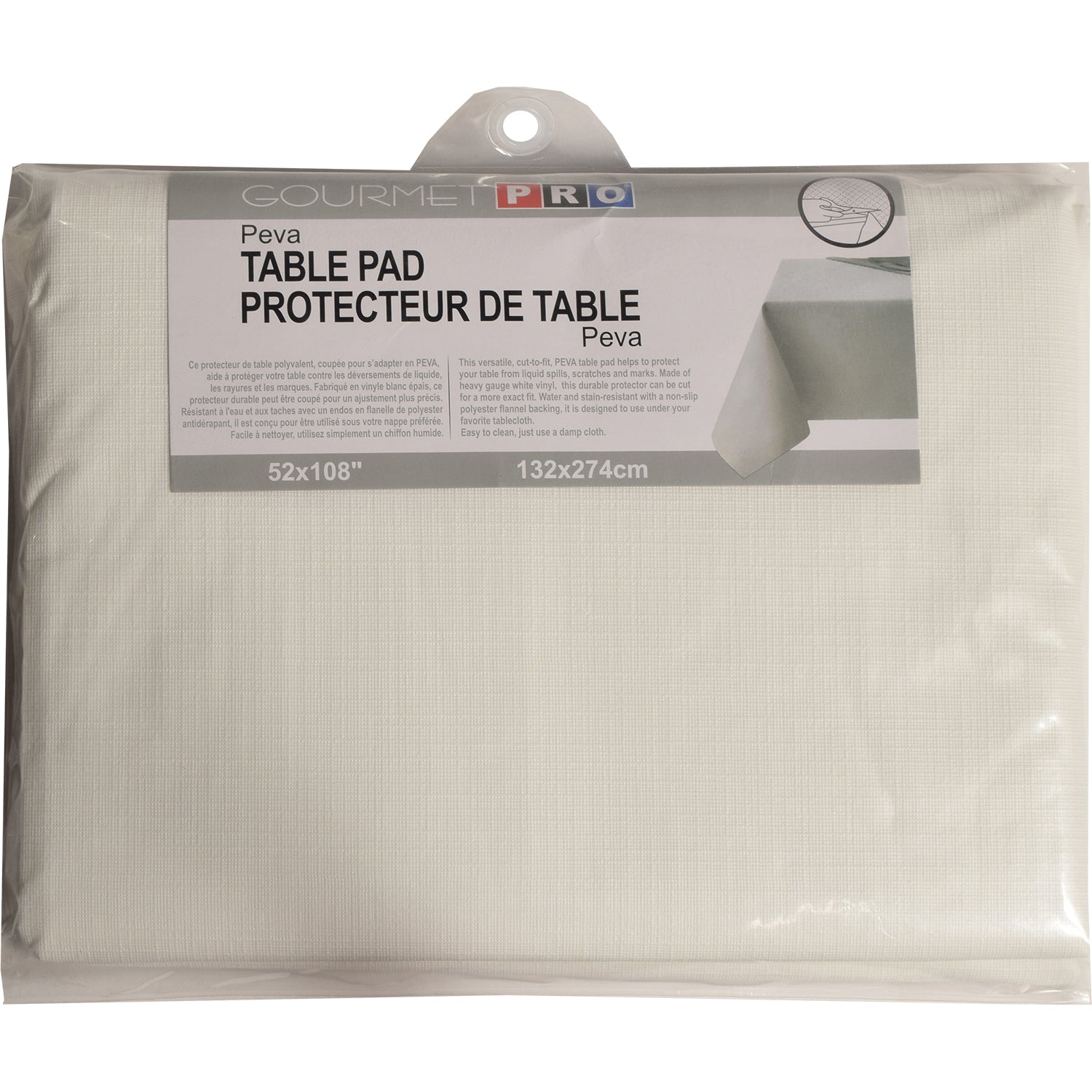 Domay Protecteur de Table avec Endos en Flanelle 52" x 108", Blanc - Simple Boutique