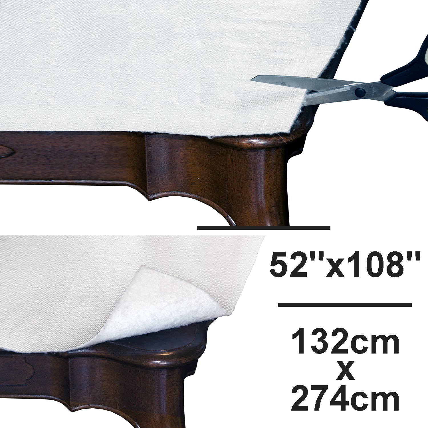 Domay Protecteur de Table avec Endos en Flanelle 52" x 108", Blanc - Simple Boutique