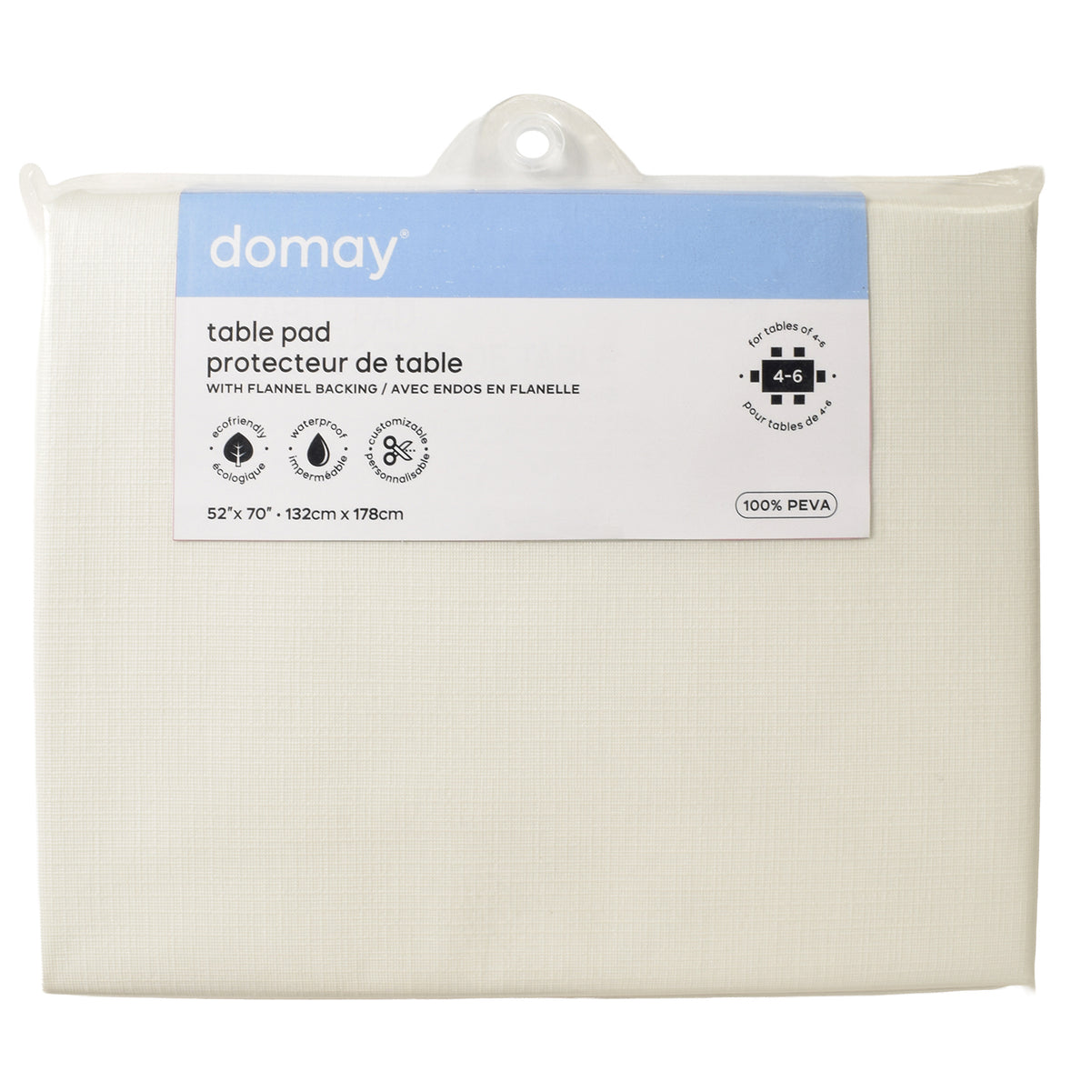 Domay Protecteur de Table avec Endos en Flanelle 52" x 70", Blanc - Simple Boutique