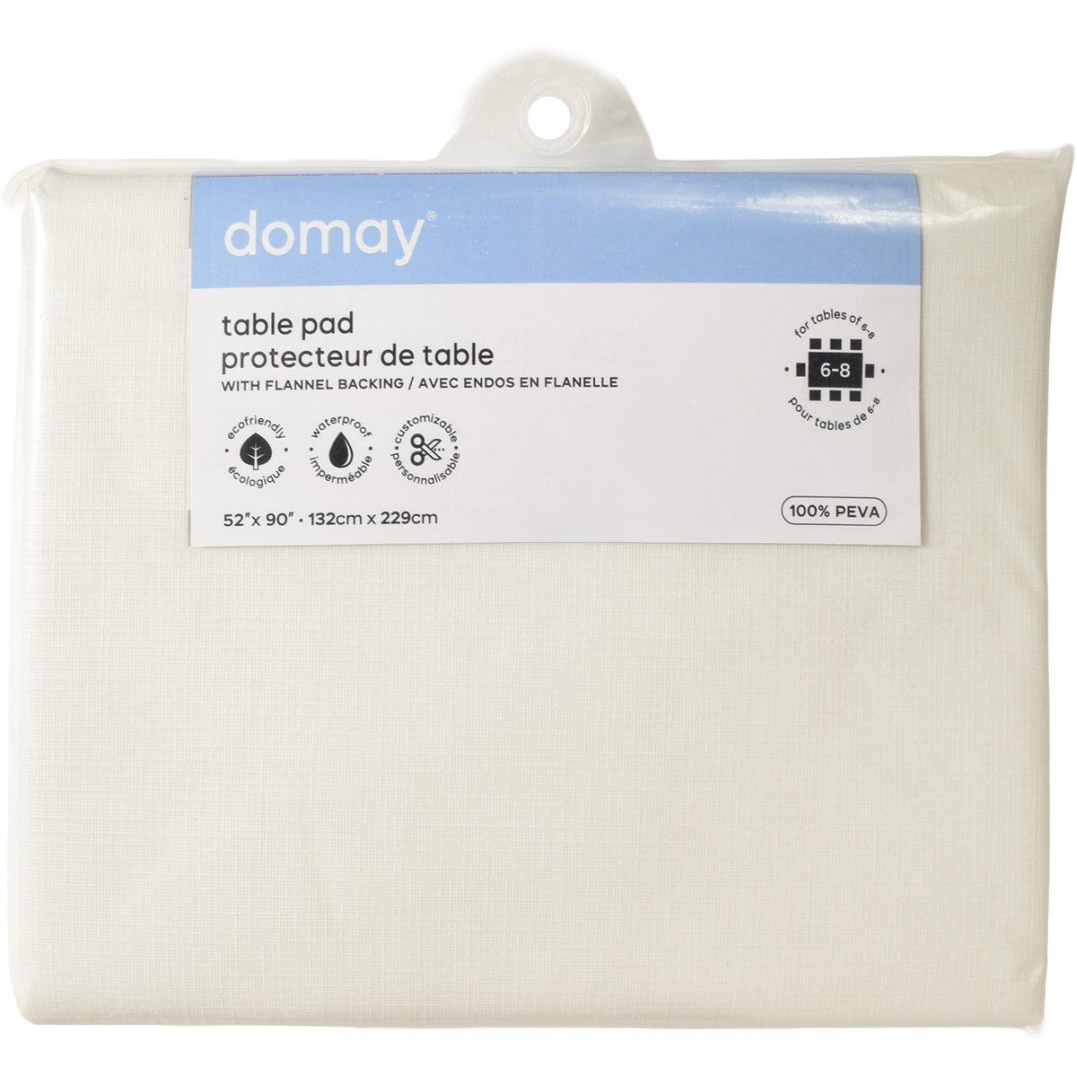 Domay Protecteur de Table avec Endos en Flanelle 52" x 90", Blanc - Simple Boutique