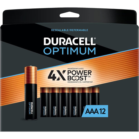 Duracell Optimum - Lot de 12 Piles AAA Longue Durée, Emballage Refermable