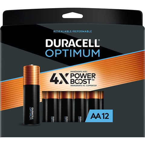 Duracell Optimum - Lot de 18 Piles AA Alcalines, 4x Power Boost, Emballage Refermable