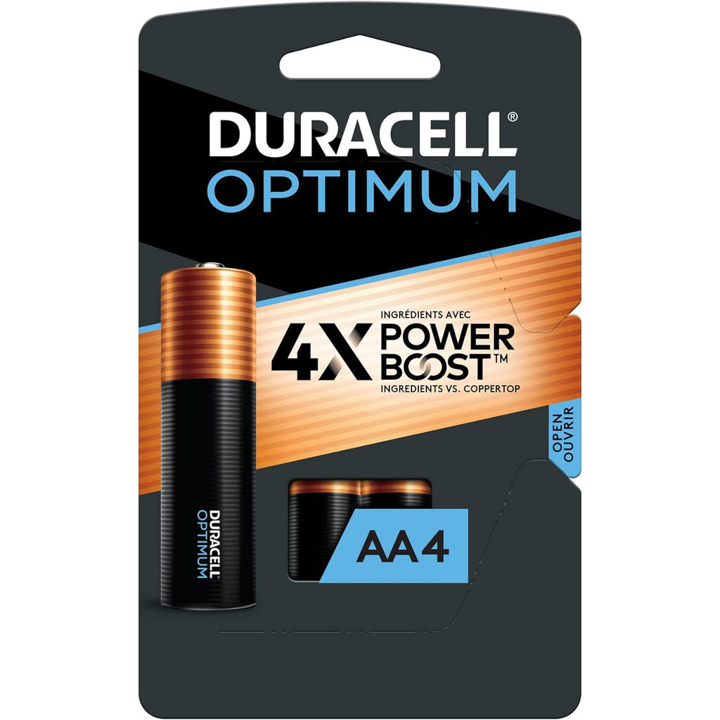 Duracell Optimum - Lot de 4 Piles AA Longue Durée, Emballage Refermable