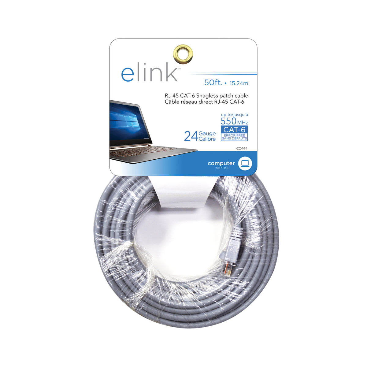 Elink Câble Réseau Ethernet Cat6 50 pi RJ45, Gris - Simple Boutique
