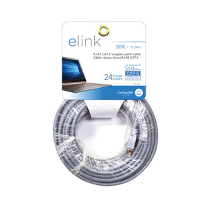 Elink Câble Réseau Ethernet Cat6 50 pi RJ45, Gris - Simple Boutique