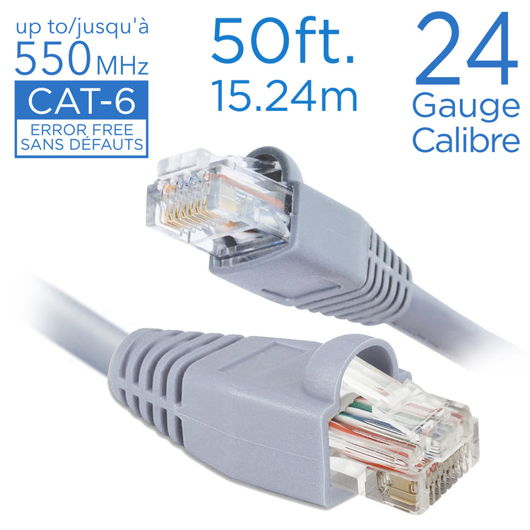 Elink Câble Réseau Ethernet Cat6 50 pi RJ45, Gris - Simple Boutique