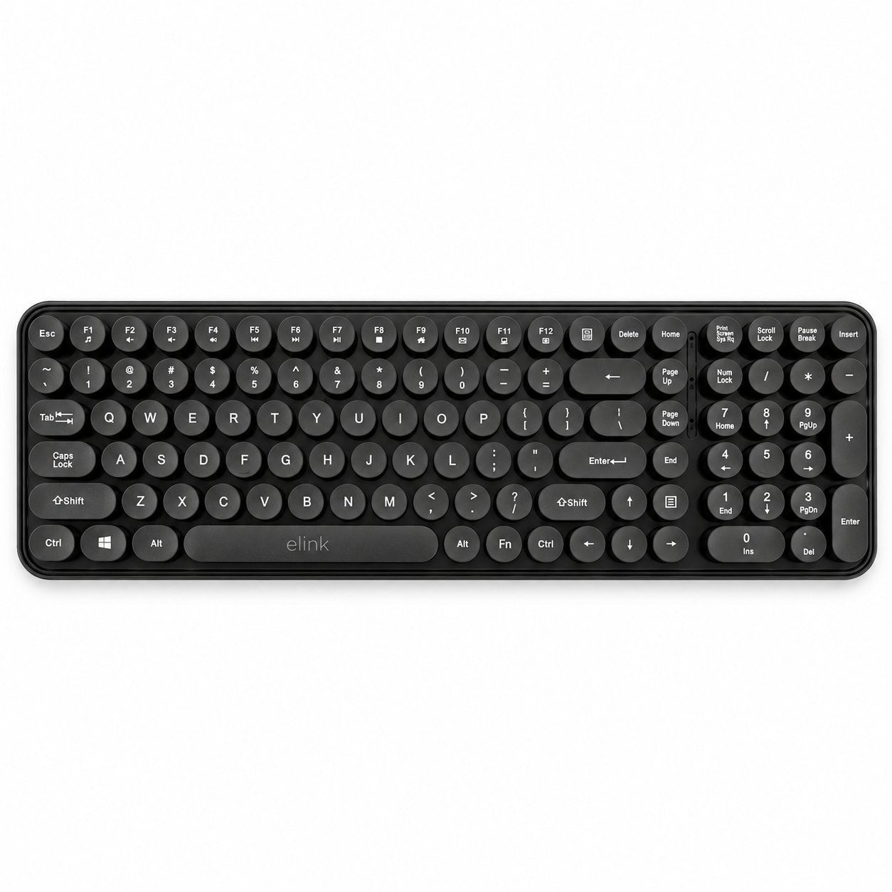 Elink Clavier Sans Fil Rétro Style Machine à Écrire 2,4 GHz, Pleine Taille 105 Touches, Noir - Simple Boutique