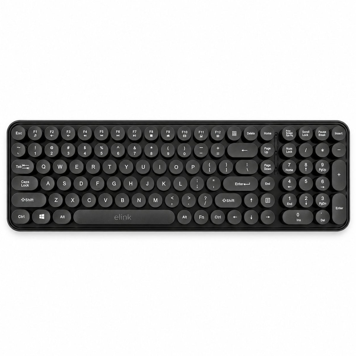 Elink Clavier Sans Fil Rétro Style Machine à Écrire 2,4 GHz, Pleine Taille 105 Touches, Noir - Simple Boutique