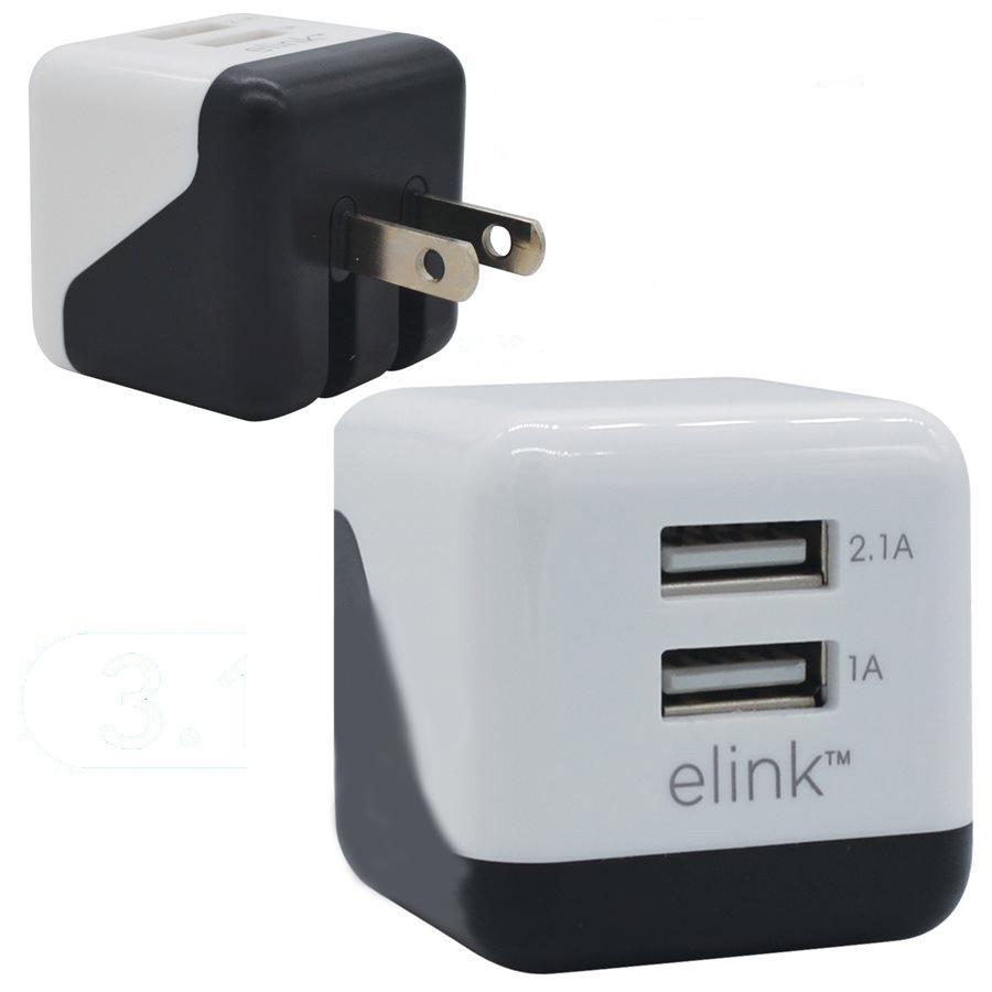 Elink EK091 Chargeur USB Universel 2 port USB 3.1A Blanc - Simple Boutique